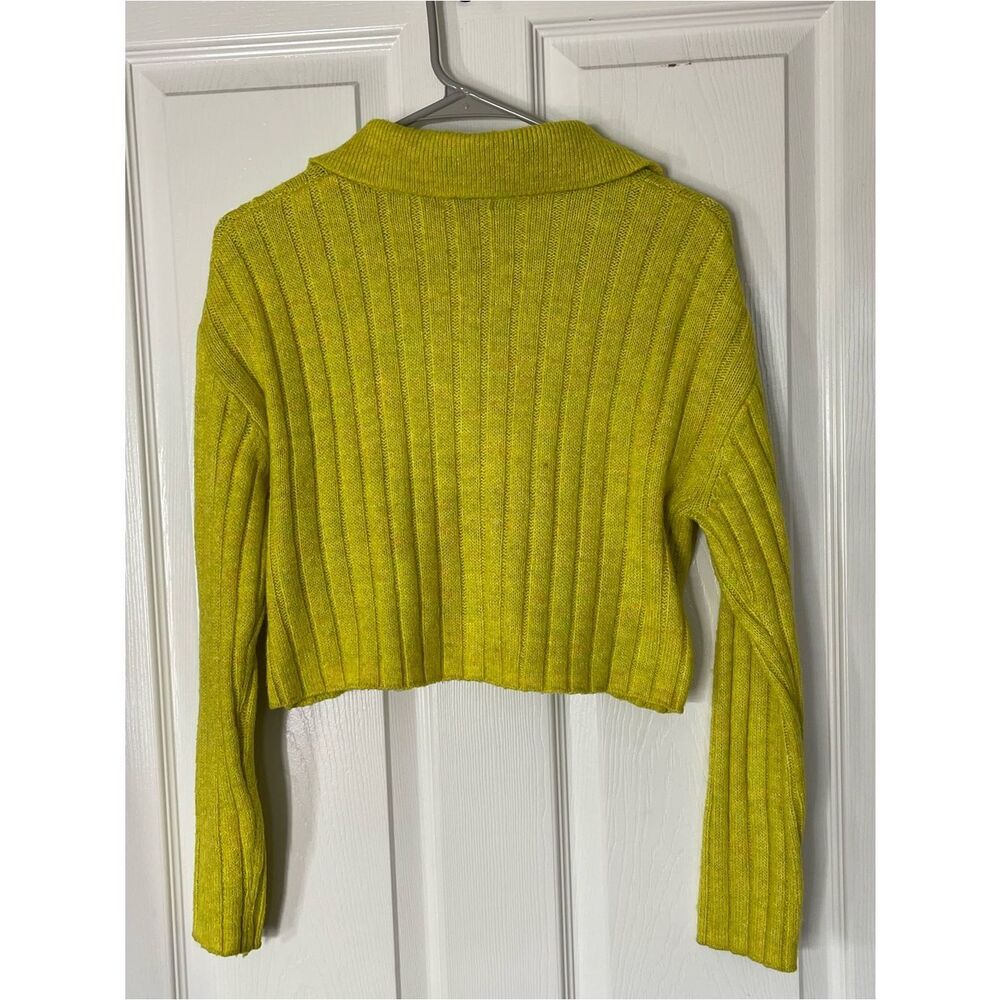 Wild fable knit yellow green cropped cardigan sweater size xs - Picture 3 of 4